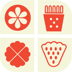 Creative vector design featuring abstract food icons with transparency for design projects