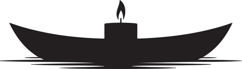 Silhouette of a Candle in a Boat on Water