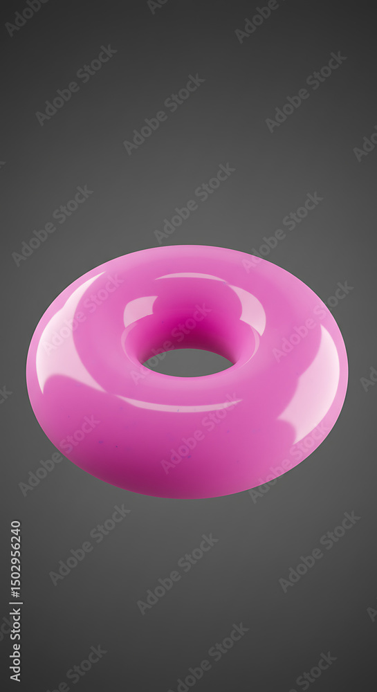Poster glossy pink torus shape 3d render abstract background geometric design element