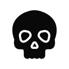 A simple black and white skull icon.  Perfect for designs related to death, danger, or Halloween.