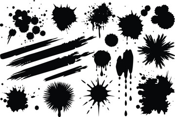 Adobe Illustrator Artwork Abstract black textured strokes set isolated on a white backgro Vector hand drawn artistic design element, box, frame or backgro

, 