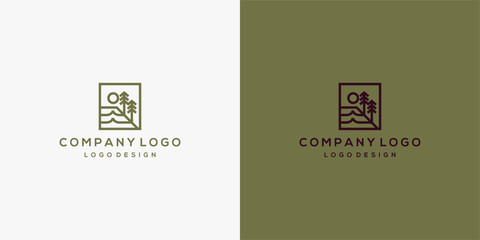 Modern Collection of Minimalist Landscape Icons and Brand Identity