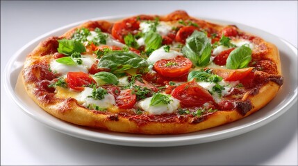 a classic italian pizza with fresh basil