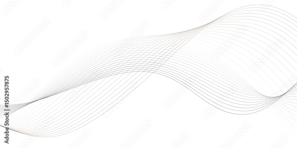 Poster abstract white background with flowing curved wavey lines creating a wave pattern design element eff