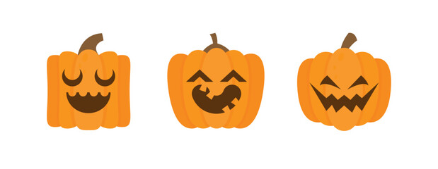 Vector Flat halloween pumpkins collection