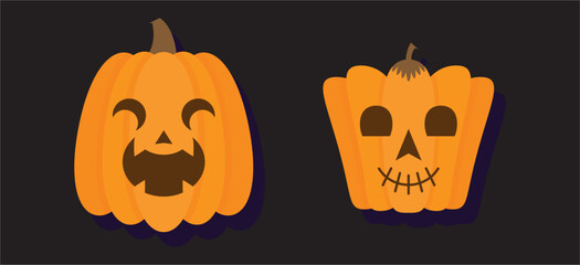 Vector Flat halloween pumpkins collection