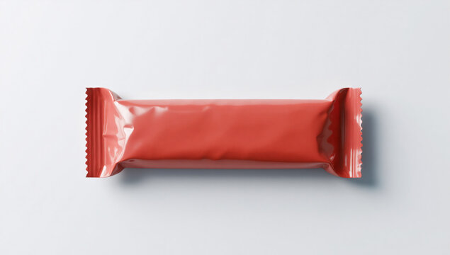 Blank red candy bar wrapper mockup on white background