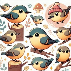 cartoon birds
