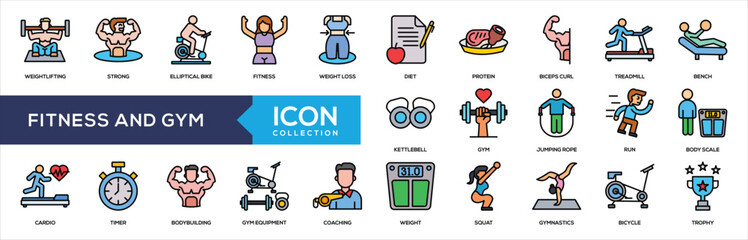 Fitness and Gym Lineal Color Icon Collection
