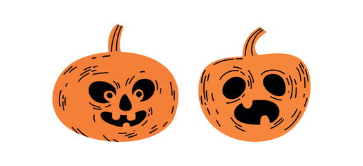 Vector Flat halloween pumpkins collection