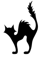 Silhouette of an Arched-Back Black Cat – Halloween Theme, Spooky Decoration, Superstition Symbol for Autumn Holiday Design