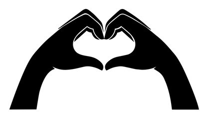 Silhouette of Two Hands Forming Heart Shape, Used for Valentine’s Day, World Kindness Day, Mental Health Awareness, Family Love, Social Campaigns