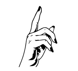 Silhouette of Female Hand with Raised Index Finger – Gesture of Attention, Instruction, Pointing, Decision, Feminine Energy, Expression, Communication Symbol