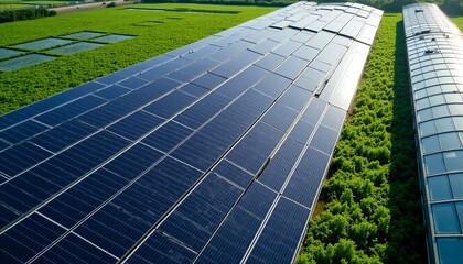 Clean Energy Landscape Endless Rows of Solar Panels in a Sunny Environment
