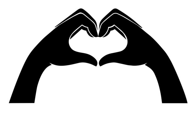 Silhouette of Two Hands Forming Heart Shape, Used for Valentine’s Day, World Kindness Day, Mental Health Awareness, Family Love, Social Campaigns