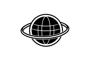 globe icon with two orbiting rings