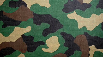 Camouflage pattern featuring shades of green, brown, and black, creating realistic and textured appearance suitable for various applications