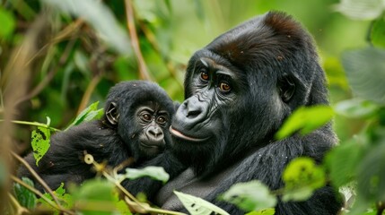 Naklejka premium Baby Gorilla in Bushes