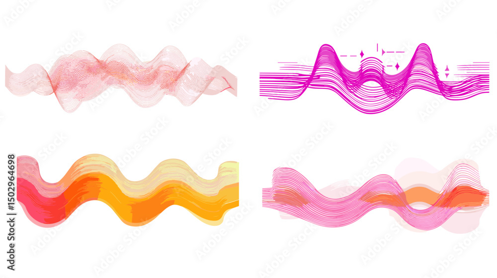 Poster colorful abstract wave patterns illustrating fluid motion and vibrant design elements