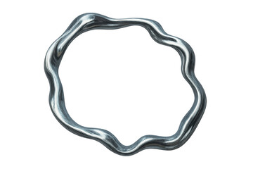Wavy metallic frame forming a circular shape with transparent background, perfect for modern and futuristic designs
