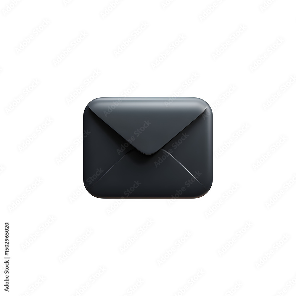 Poster a illustration of a black envelope icon on a transparent background. the envelope have a simple, cle