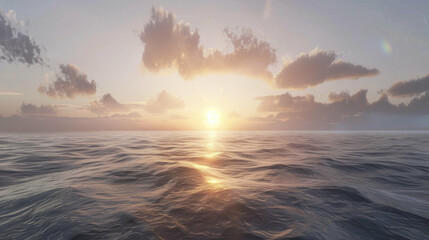 Peaceful sunrise over calm ocean