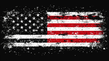 Grunge American flag design with distressed texture and bold colors, perfect for patriotic themes and artistic expressions