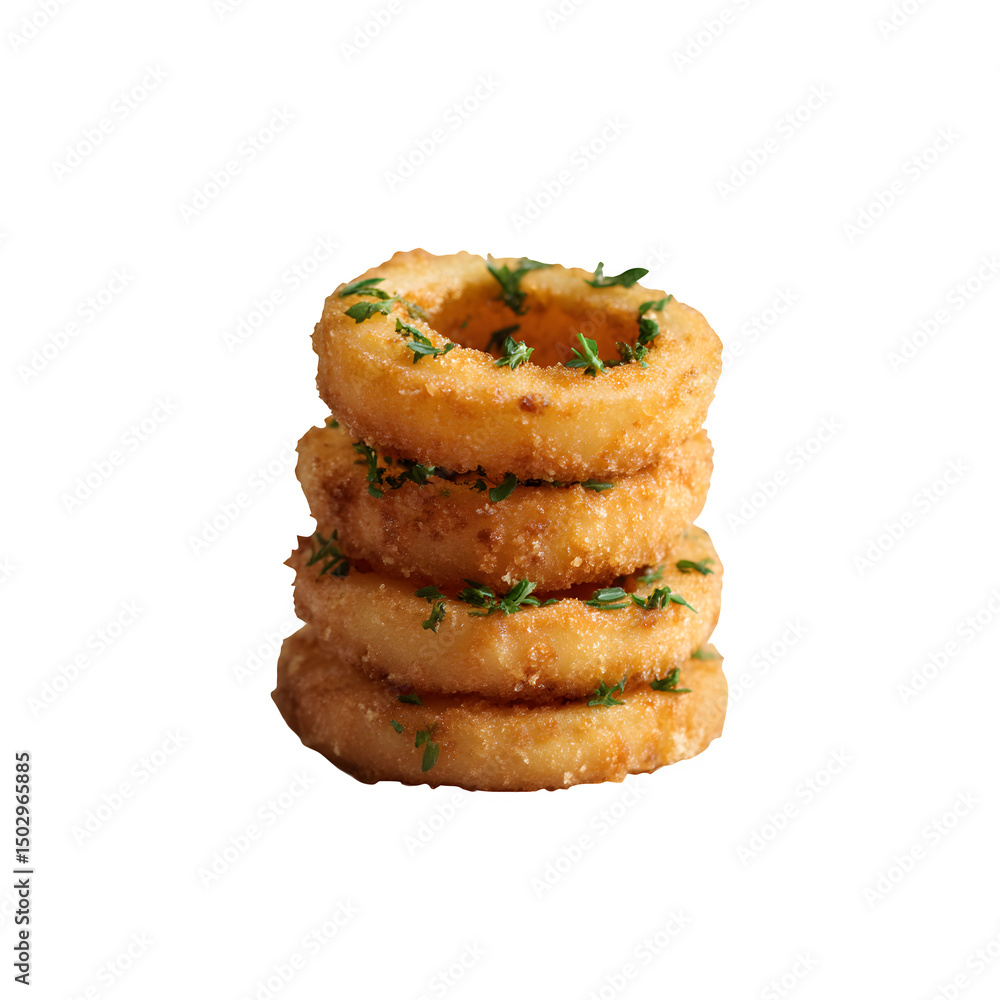 Poster a neatly stacked tower of golden isolated on a transparent background