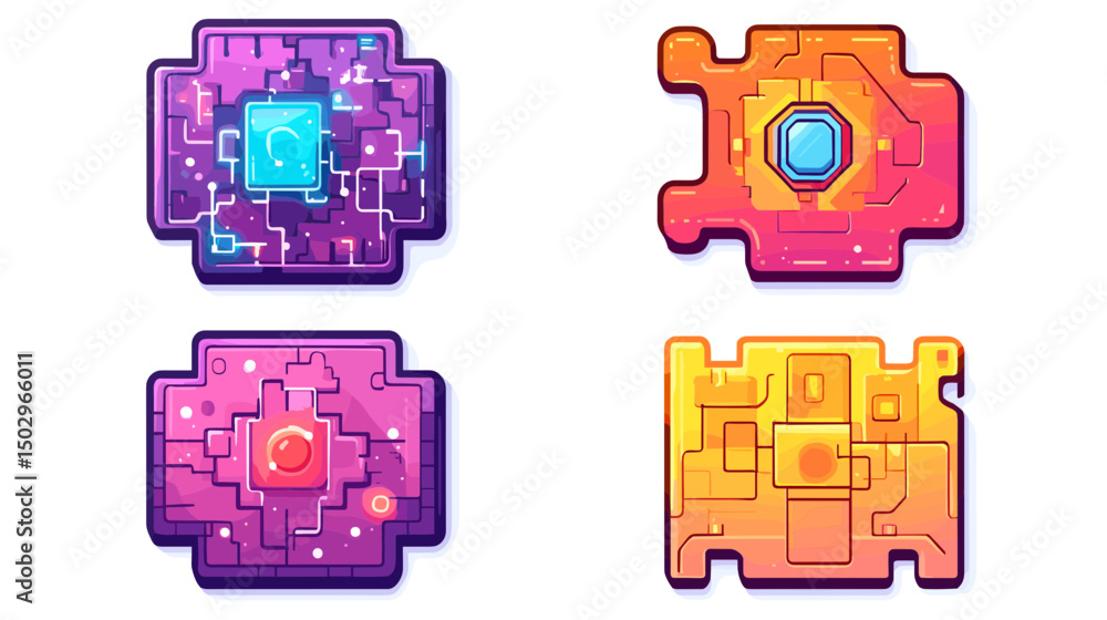 Poster colorful geometric abstract designs with vibrant shapes and patterns in digital art style