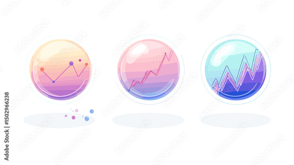 Poster colorful gradient data trend bubbles representing growth and analytics in a modern design