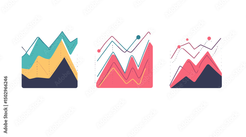Aufkleber colorful graphical representation of business trends and performance indicators in digital format