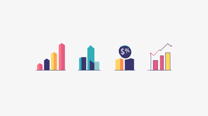 Fototapeta premium Colorful Graphs and Charts Illustrating Financial Growth and Data Analysis in Business Environment