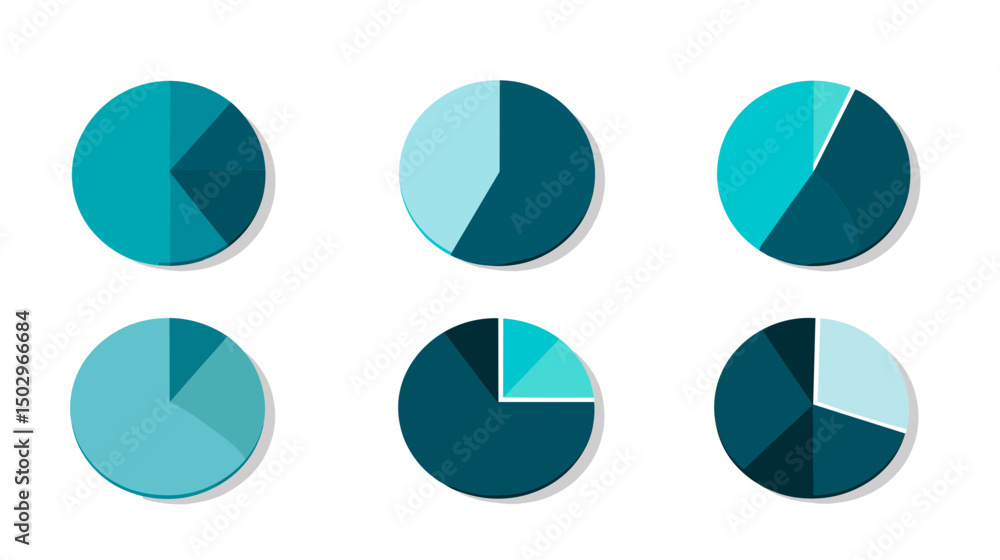 Aufkleber colorful pie charts representing data analysis and business metrics for effective decision making