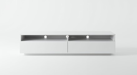 White modern tv stand with two drawers