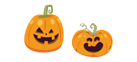 Vector Flat halloween pumpkins collection
