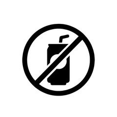 no soda icon, crossed soda can, outline icon, transparent background