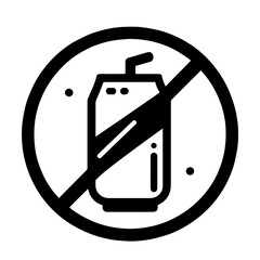 no soda icon, crossed soda can, outline icon, transparent background