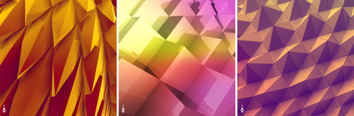 Obraz premium Abstract geometric polygonal background with cubes and spikes. 3d effect illustration in grey metallic tones. 3d vector illustration for cover, card, postcard, interior design, decor or print.