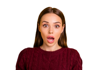 Photo of cute nice beautiful terrified girl having noticed something frightfully strange while isolated with yellow background