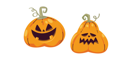 Vector Flat halloween pumpkins collection