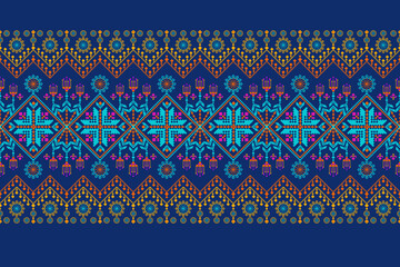 Geometric pixelated Arabic patterns on the fabric reflect the ornate and ethnicity,grid floral,grid colourful, backgrounds, seamless grid design for carpet,textile,textured,wallpaper,print,decorate