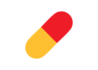 Brightly colored illustration of a red and yellow capsule isolated on a white background