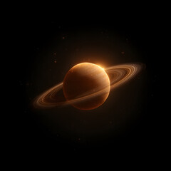 Illustrated Saturn-like planet isolated on a transparent background