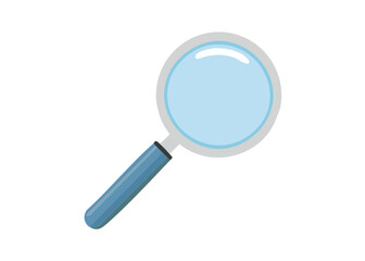 Simple vector illustration of a blue magnifying glass isolated on a white background