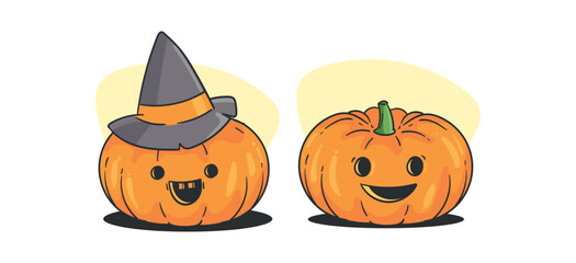 Vector Flat halloween pumpkins collection