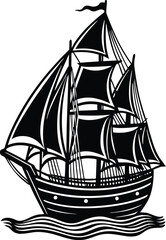 ship on a black background