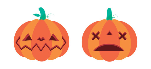 Vector Flat halloween pumpkins collection