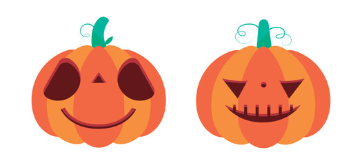 Vector Flat halloween pumpkins collection