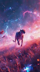 A hand donned in a white glove is holding a sunflower against a backdrop of a field filled with similar sunflowers.