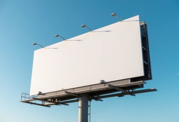Obraz premium Empty billboard against a clear blue sky, ideal for advertising space